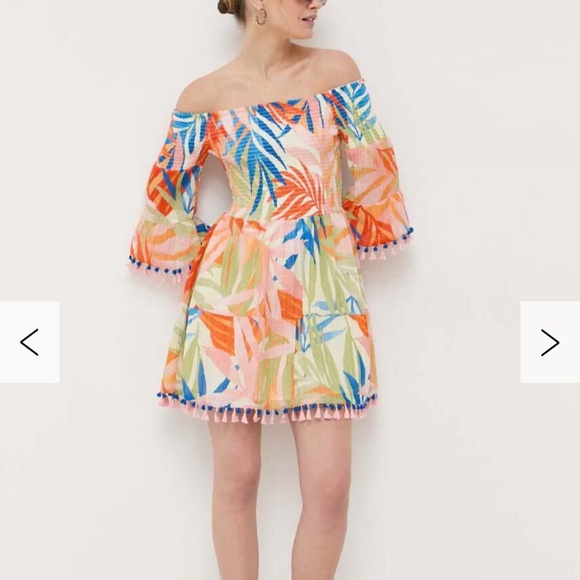 GUESS Multi Cotton Blend Printed A-Line Dress Size M - Picture 3 of 17